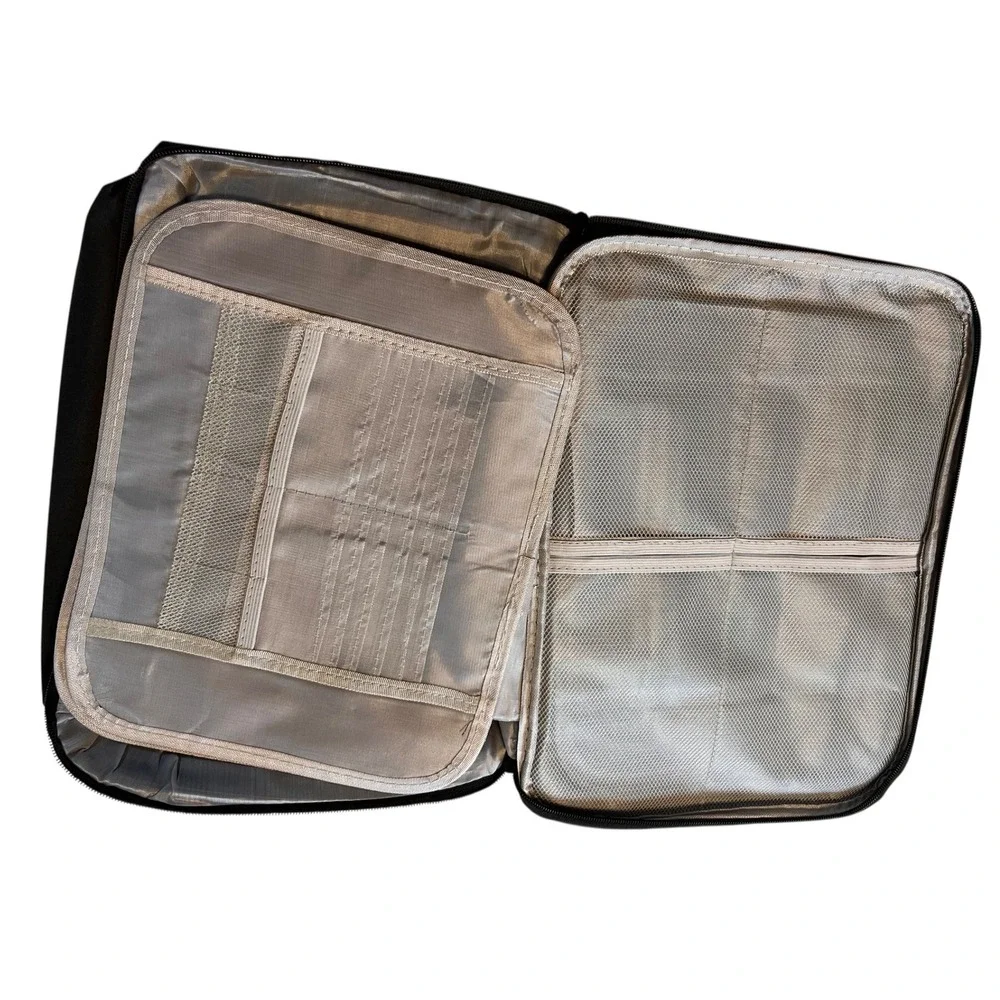 Lockable Travel Storage Organizer Case with Mesh Pockets & Handle – Black